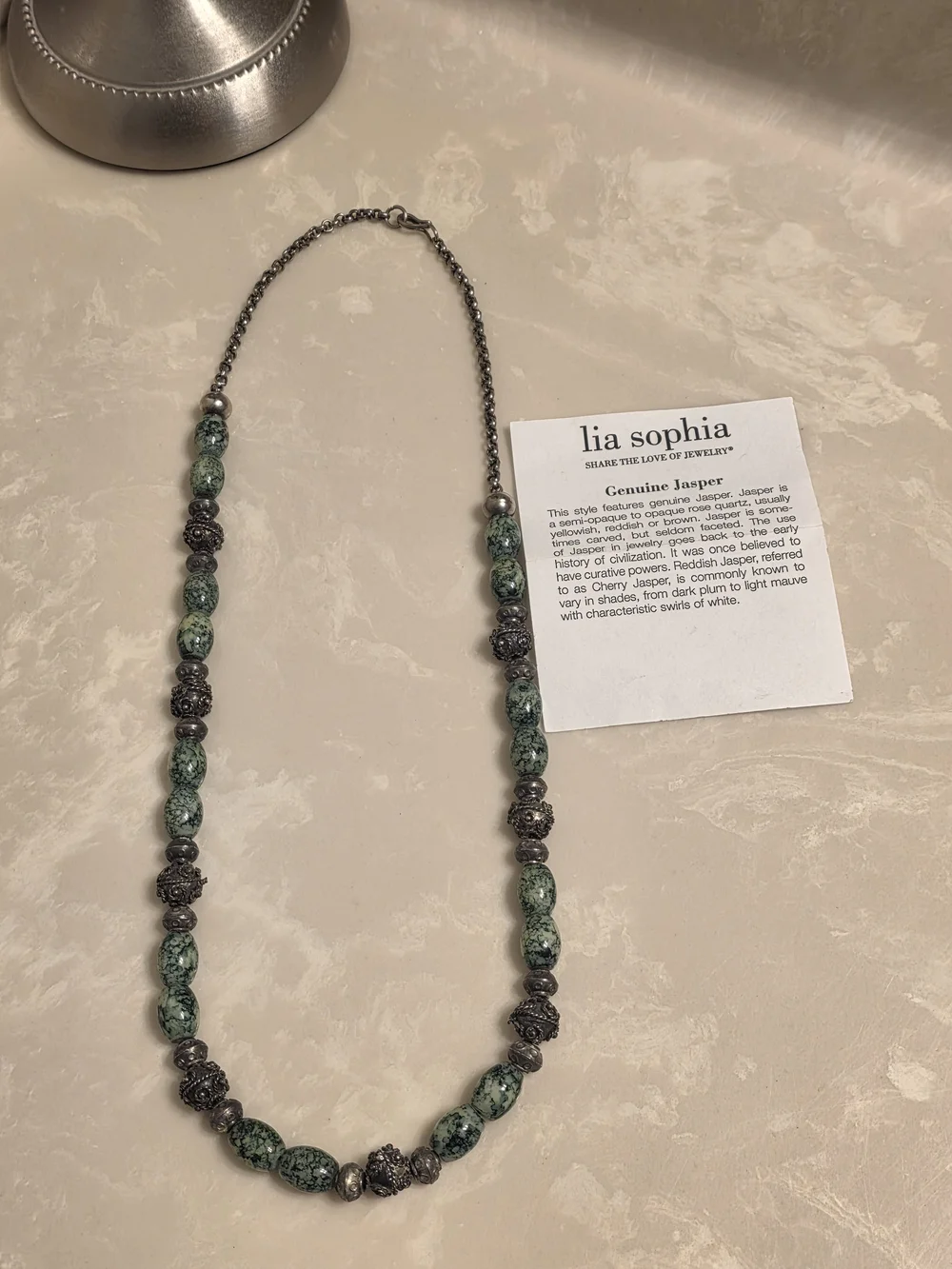 lia sophia Green Jasper Beaded Necklace
